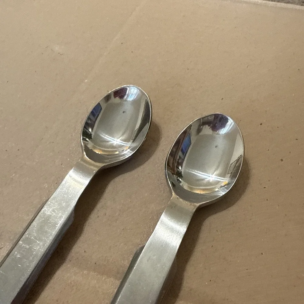 Set Of 2 Stanley Roberts Korea Oblique Flatware Small Spoons Dessert Soup 5 3/4